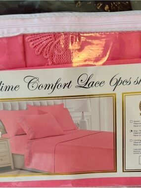 6-Piece Lace Accent Pink Sheet Set